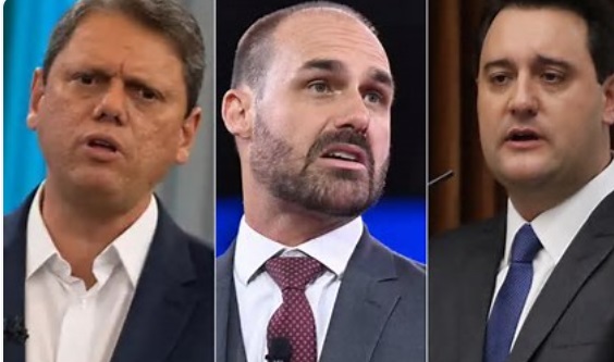Eduardo Bolsonaro critica pré-candidatos bolsonaristas, Tarcísio e Ratinho Jr, por fala sobre tarifaço