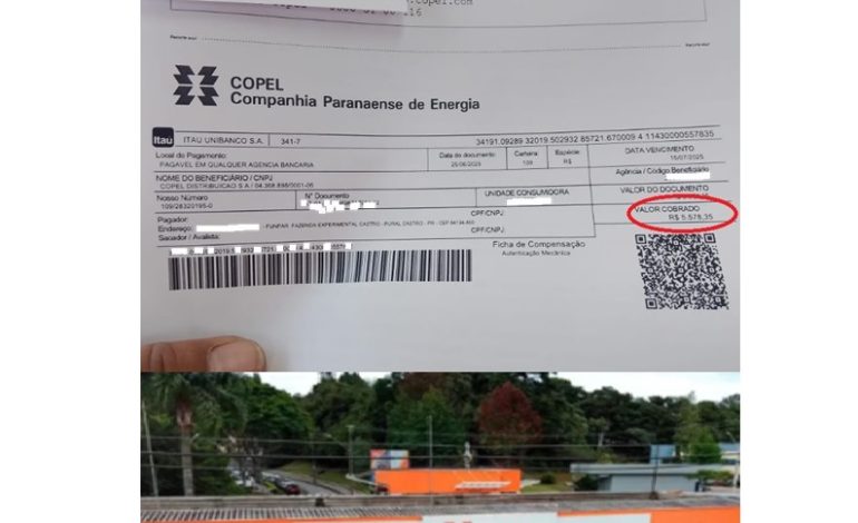Comunidade em Castro denuncia contas de energia elétrica com valores abusivos
